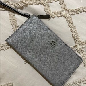 Michael Kors Pebbled Gray Wristlet